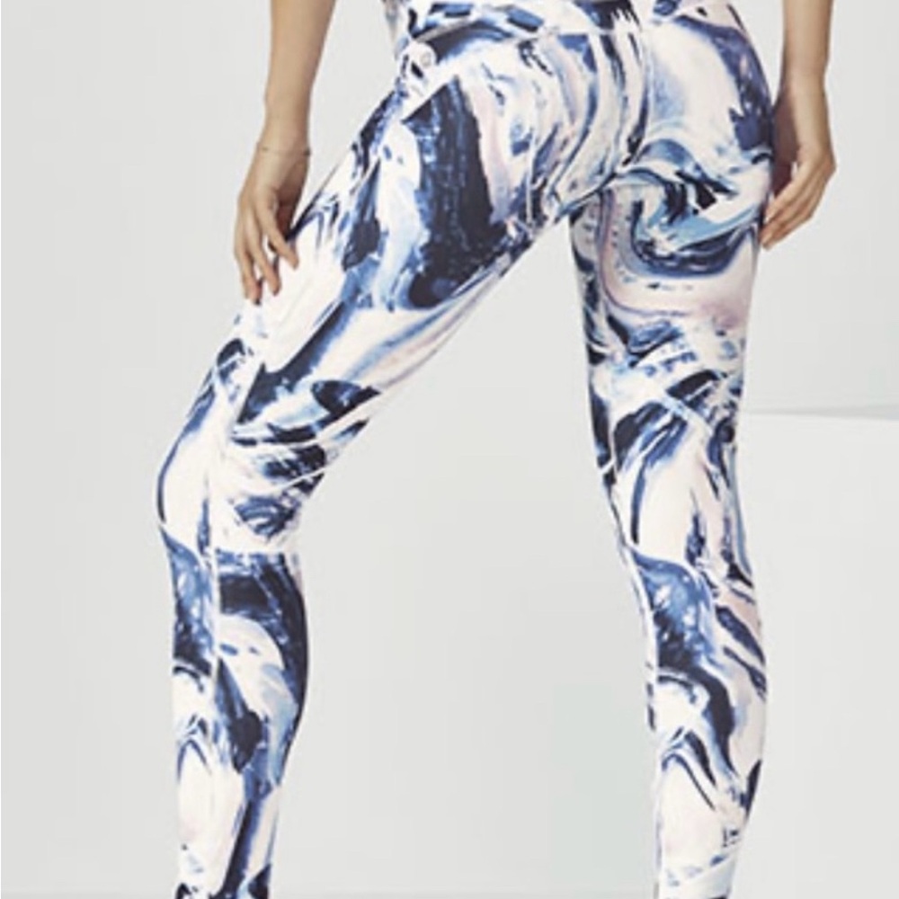 Fabletics Blue and White Marble Leggings